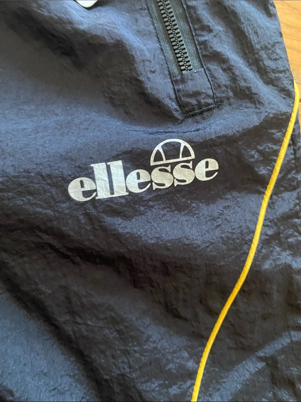 Ellesse Black Track Pants with Yellow Piping and Logo